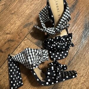Gianni Bini Black and White Heels with Bow Details